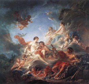 Vulcan Presenting Venus with Arms for Aeneas Oil painting by Francois Boucher