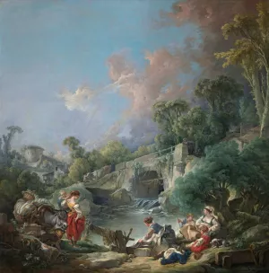 Washerwomen by Francois Boucher Oil Painting