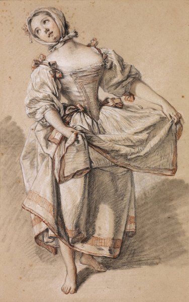 Young Country Girl Dancing  by Francois Boucher - Hand-Painted Oil Painting Reproduction