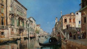 A Venetian backwater by Francois Brunery Oil Painting