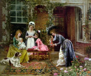Admiring the Baby by Francois Brunery - Oil Painting Reproduction