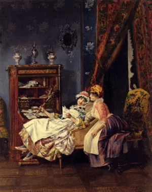 Naughty Maids by Francois Brunery Oil Painting