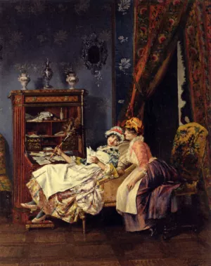 Naughty Maids Oil painting by Francois Brunery