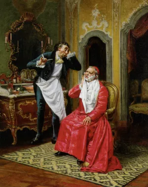 The Awkward Barber by Francois Brunery Oil Painting
