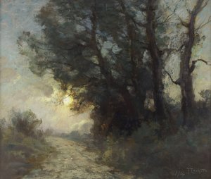 Route sous la lune by Francois Cachoud Oil Painting