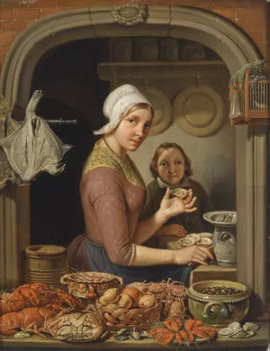 Fischhandlerin Oil painting by Francois Celestin