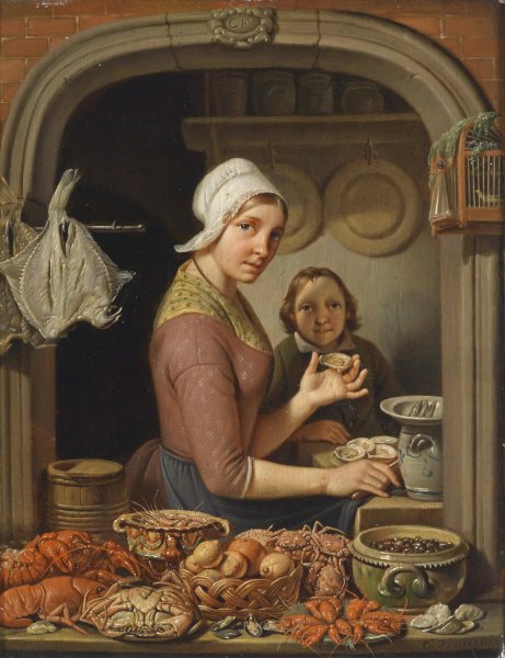 Main Product Photo of Fischhandlerin Painting by Francois Celestin