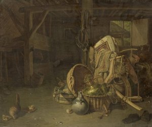 Still Life in a Stable by Francois Cornelis Knoll Oil Painting