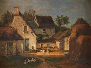 Barnyard, d'Hayson, France by Francois De Blois Oil Painting