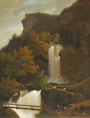The Waterfall Of Wandel, Near Brienz by Francois Diday Oil Painting
