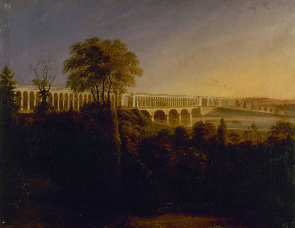 Le Pont du Point-du-Jour, a Auteuil.  by Francois-Edme Ricois - Hand-Painted Oil Painting Reproduction