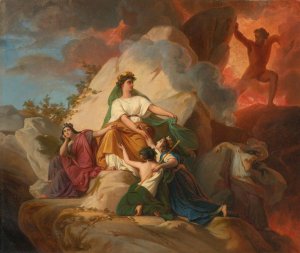 Cybele Opposing Vesuvius To Protect The Cities Of Stabia, Herculaneum, Pompeii And Resina by Francois-Edouard Picot Oil Painting