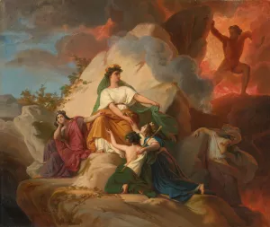 Cybele Opposing Vesuvius To Protect The Cities Of Stabia, Herculaneum, Pompeii And Resina by Francois-Edouard Picot Oil Painting