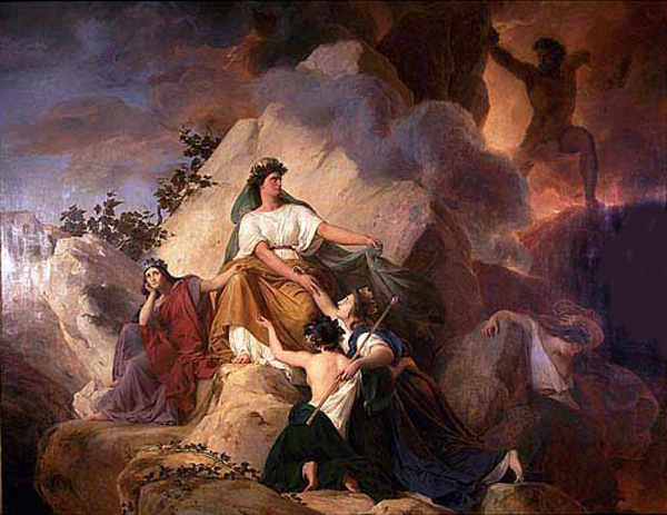 Cybele Protege Contre le Vesuve les Villes de Stabiae, Herculanum, Pompei et Resina by Francois-Edouard Picot - Hand-Painted Oil Painting Reproduction