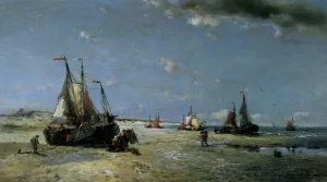 Plage de la Panne Belgique Oil painting by Francois Etienne Musin