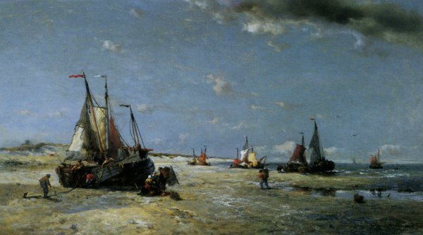 Plage de la Panne Belgique by Francois Etienne Musin - Hand-Painted Oil Painting Reproduction