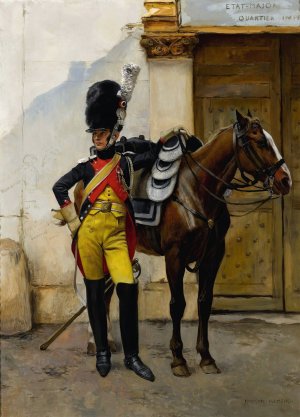 An Elite Soldier Of The Imperial Guard by Francois Flameng Oil Painting