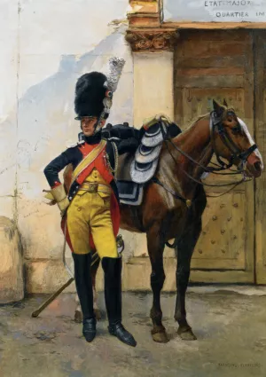 An Elite Soldier of the Imperial Guard by Francois Flameng Oil Painting