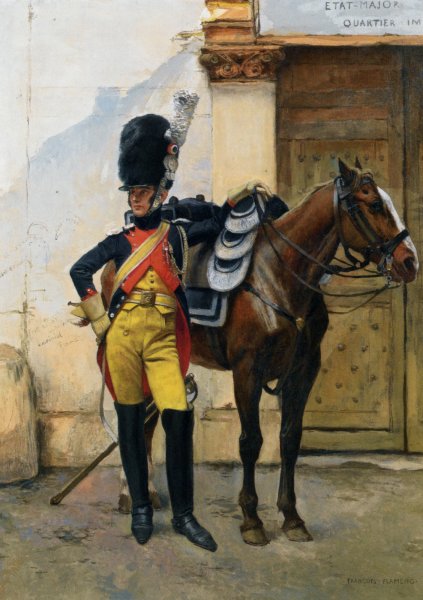 Main Product Photo of An Elite Soldier of the Imperial Guard Painting by Francois Flameng