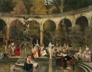 Bathing of Court Ladies in the 18th Century by Francois Flameng Oil Painting