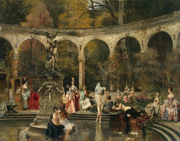 Main Product Photo of Bathing of Court Ladies in the 18th Century Painting by Francois Flameng