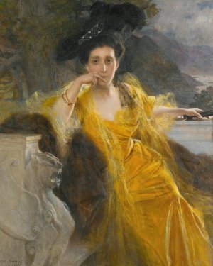 Mme Marie-Louise Fould, Nee Heine by Francois Flameng Oil Painting