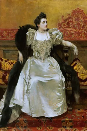 Portrait de Mme Gaston Menier Oil painting by Francois Flameng