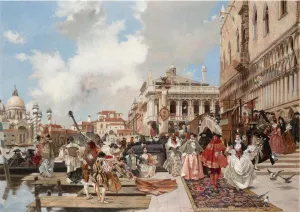The Carnival in Venice by Francois Flameng Oil Painting