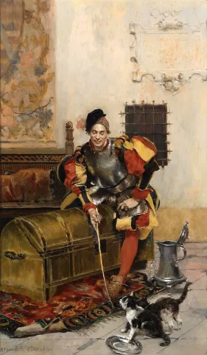 The Playful Cavalier by Francois Flameng Oil Painting