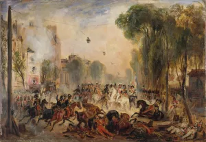 L'attentat de Fieschi, boulevard du Temple, 28 juillet 1835 Oil painting by Francois-Gabriel-Guillaume Lepaulle