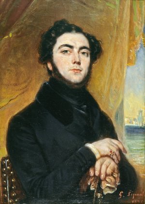 Portrait d'Eugene Sue by Francois-Gabriel-Guillaume Lepaulle Oil Painting