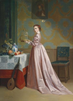 Kurze Freiheit fur den Liebling by Francois J Jacobs Oil Painting