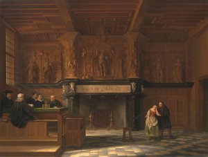 The court room of the Burg. 't Vrije, in Bruges by Francois Joseph Corneille Haseleer Oil Painting