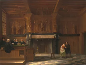 The court room of the Burg. 't Vrije, in Bruges by Francois Joseph Corneille Haseleer Oil Painting