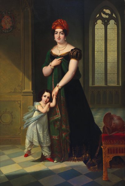 Main Product Photo of Portrait of the Duquesa de Frias and her son  Painting by Francois Joseph Kinson