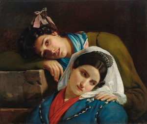 Deux italiennes by Francois-Joseph Navez Oil Painting