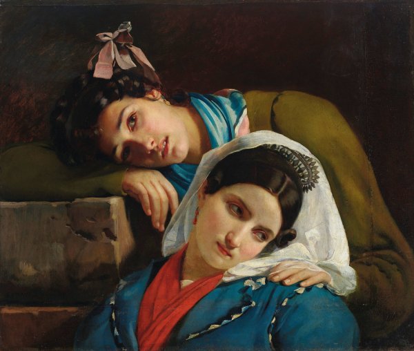 Deux italiennes  by Francois-Joseph Navez - Hand-Painted Oil Painting Reproduction