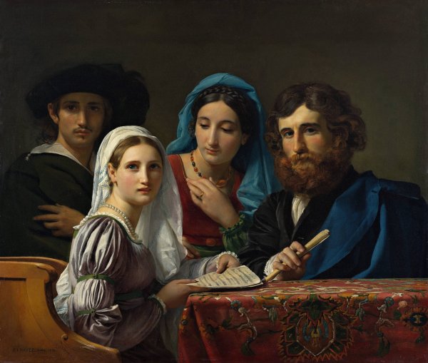 Scene De Musique  by Francois-Joseph Navez - Hand-Painted Oil Painting Reproduction