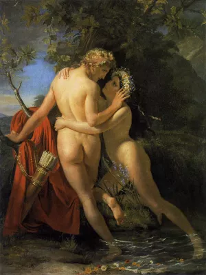 The Nymph Salmacis and Hermaphroditus by Francois Joseph Navez - Oil Painting Reproduction
