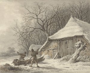Winterlandschap met boerderij bij het Voorbroek te Terborg by Francois Joseph Pfeiffer II Oil Painting