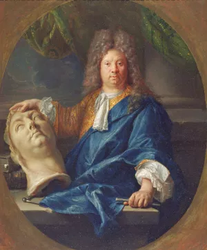 Portrait of Antoine Coysevox by Francois Jouvenet Oil Painting