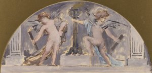 Deux Amours allumant une torchere by Francois Lafon Oil Painting