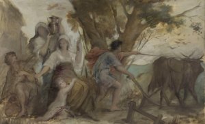 Maternite et labourage by Francois Lafon Oil Painting