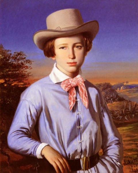 Jeune Homme Au Chapeau by Francois Laurent - Hand-Painted Oil Painting Reproduction
