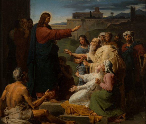 Jesus Healing the Blind and the Lame  by Francois-Louis Dejuinne - Hand-Painted Oil Painting Reproduction