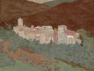Athos; le Monastere de Valopedie by Francois-Louis Schmied Oil Painting