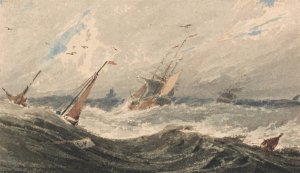 Boats on a Stormy Sea by Francois Louis Thomas Francia Oil Painting