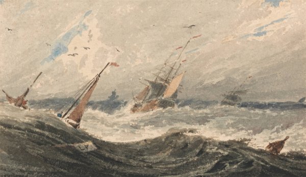 Boats on a Stormy Sea by Francois Louis Thomas Francia - Hand-Painted Oil Painting Reproduction