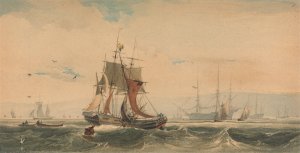 Shipping on the Medway, Kent by Francois Louis Thomas Francia Oil Painting