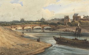 The Pont de la Concorde and Tuileries Palace from the Cours la Reine by Francois Louis Thomas Francia Oil Painting